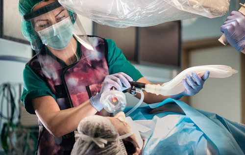 Medical professionals operating